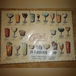 Vintage cocktail placemats or tray liners